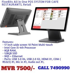 Five bits AIO System. 17inch, corei5, 8GB RAM, 128GB SSD