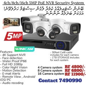 NVR Poe 8ch 5MP camera system