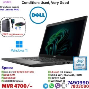 Dell Latitude 7480 14" Laptop Intel Core i5 16GB RAM 128GB SSD Win11