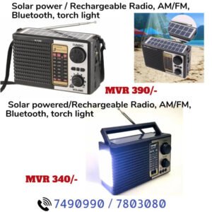 Solar powered rechargeable radio