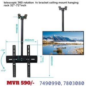 TV bracket ceiling mount, hanging rack, 360 rotation, 32-72