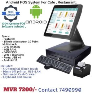 POS SYSTEM ANDROID 15INCH TOUCH WITH CASH DRAWER AND PRINTER